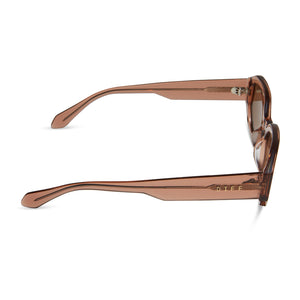 diff eyewear allegra square sunglasses with a cafe ole brown acetate frame and brown flash polarized lenses side view