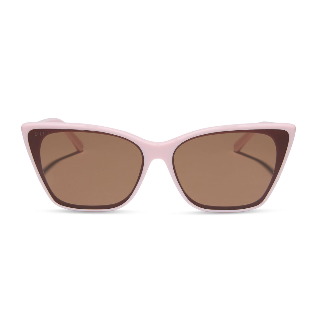 ALINA - POWDER PINK + BROWN SUNGLASSES