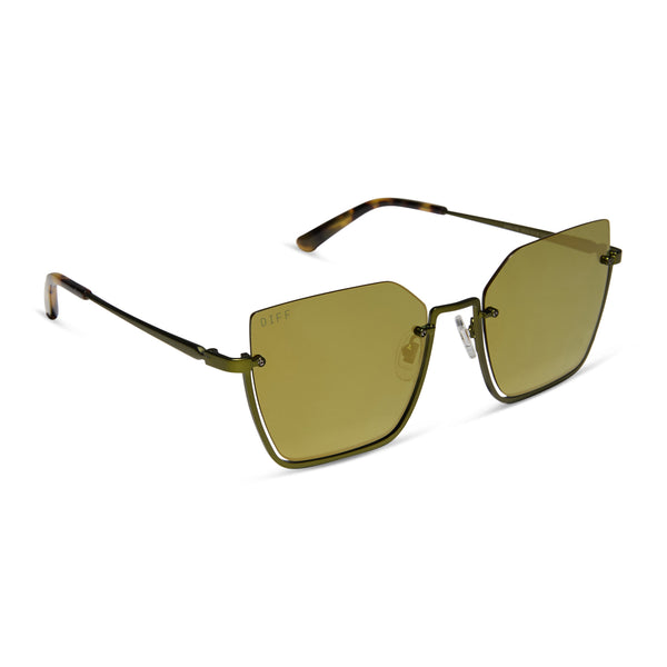 analise - moss metal w brown kombu temple tips + moss mirror sunglasses 2