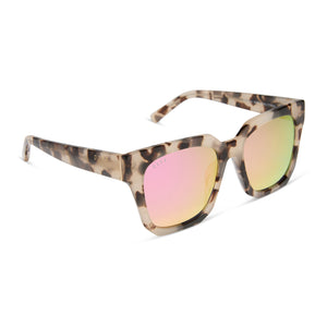 Ariana Square Sunglasses | Cream Tort & Pink Mirror | DIFF Eyewear