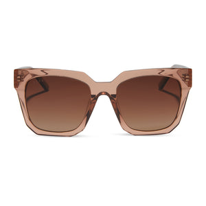 diff eyewear ariana ii square oversized sunglasses with a cafe ole brown acetate frame and brown gradient polarized lenses front view