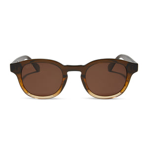 diff eyewear arlo round sunglasses with a mocha brown gradient acetate frame and brown lenses front view