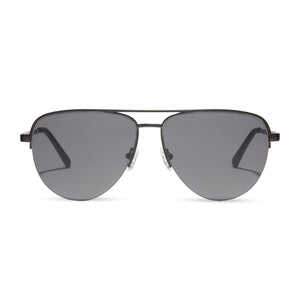 diff eyewear august aviator sunglasses with a matte black frame and grey lenses front view 
