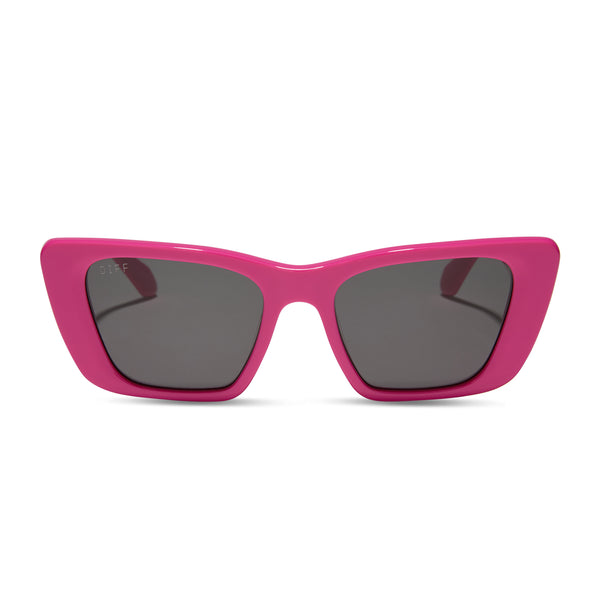 NIB! DIFF Eyewear, Aura, Hot Pink Square Sunglasses, Bright Pink Grey, MSRP $108 DIFF Eyewear Aura Sunglasses - Candy Pink Crystal Grey  main image 4