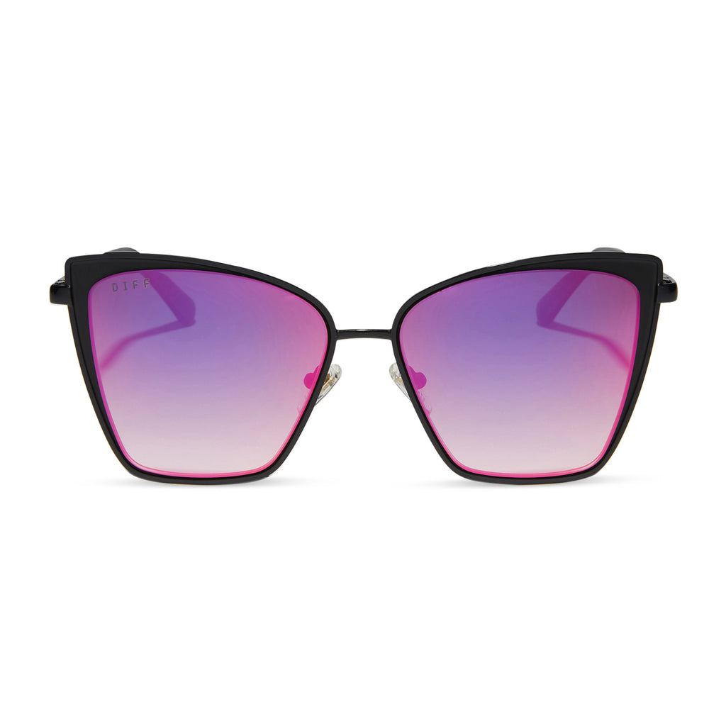 Becky Cat Eye Sunglasses | Black Frames & Fire Mirror Lenses – DIFF Eyewear