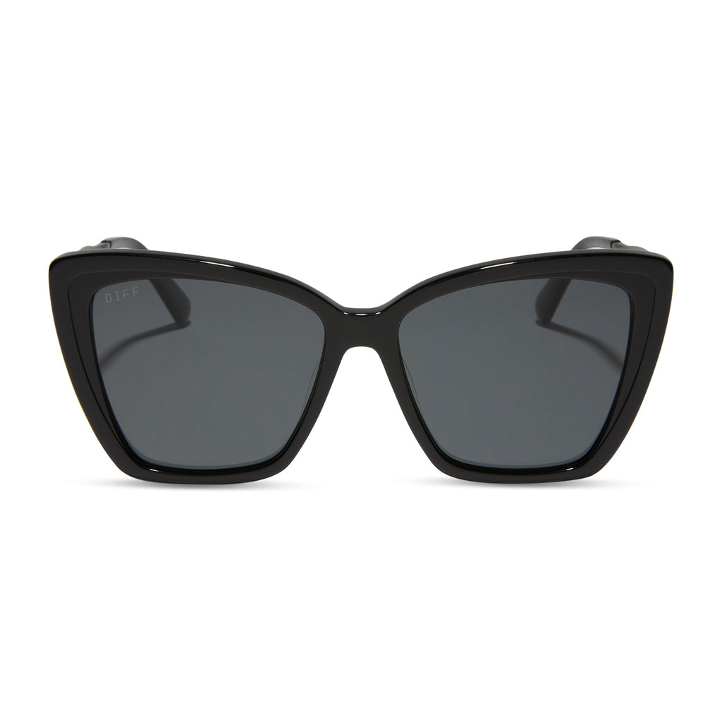 Becky II Cat Eye Sunglasses, Black & Dark Smoke Lenses