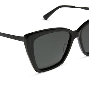 Becky II Cat Eye Sunglasses | Black & Dark Smoke Lenses  display picture 1