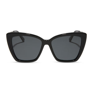 prescription sunglasses - diff eyewear becky ii cat eye glasses with a black frame and prescription lenses front view
