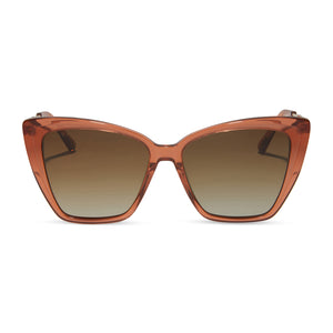 diff eyewear becky ii cateye sunglasses with a brown sugar frame and bronze gradient polarized lenses front view