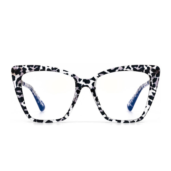 becky ii - clear leopard + prescription glasses