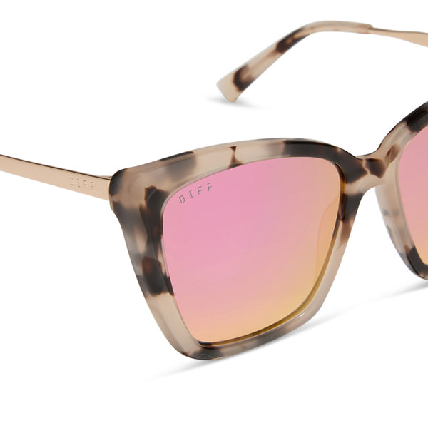 becky ii - cream tortoise + pink mirror sunglasses 4