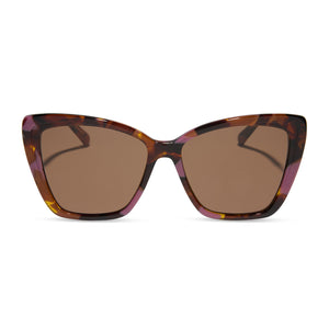 diff eyewear becky ii cateye sunglasses gold + torino tort & brown front view