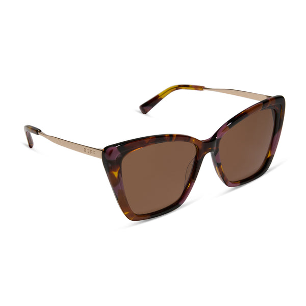 becky ii - gold + torino tortoise temple tips + brown + polarized sunglasses 2