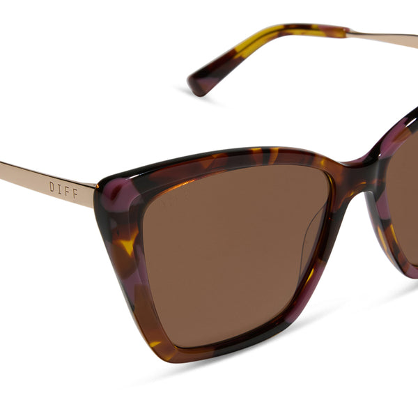 becky ii - gold + torino tortoise temple tips + brown + polarized sunglasses 4