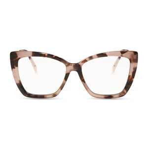 diff eyewear becky ii cat eye prescription glasses with a himalayan tortoise acetate frame front view