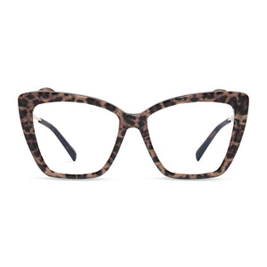 diff eyewear becky ii cat eye glasses with a leopard tortoise frame and prescription lenses front view