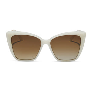 diff eyewear featuring the becky ii cateye sunglasses with a meringue frame and brown gradient lenses front view