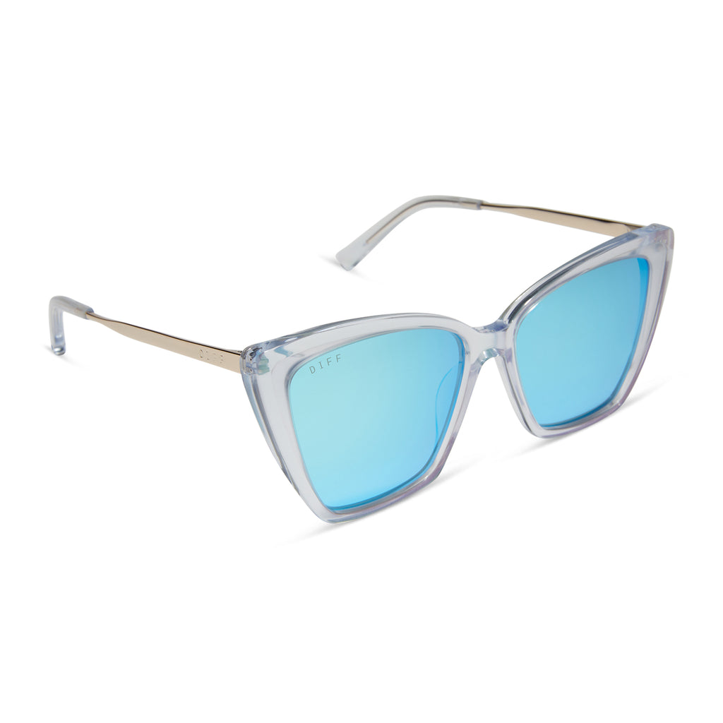 Becky II Cateye Sunglasses Turquoise & Ice Mirror DIFF Eyewear