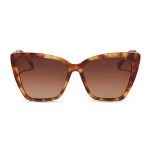 diff eyewear becky ii cat eye sunglasses with a solstice tortoise frame and brown gradient lenses front view