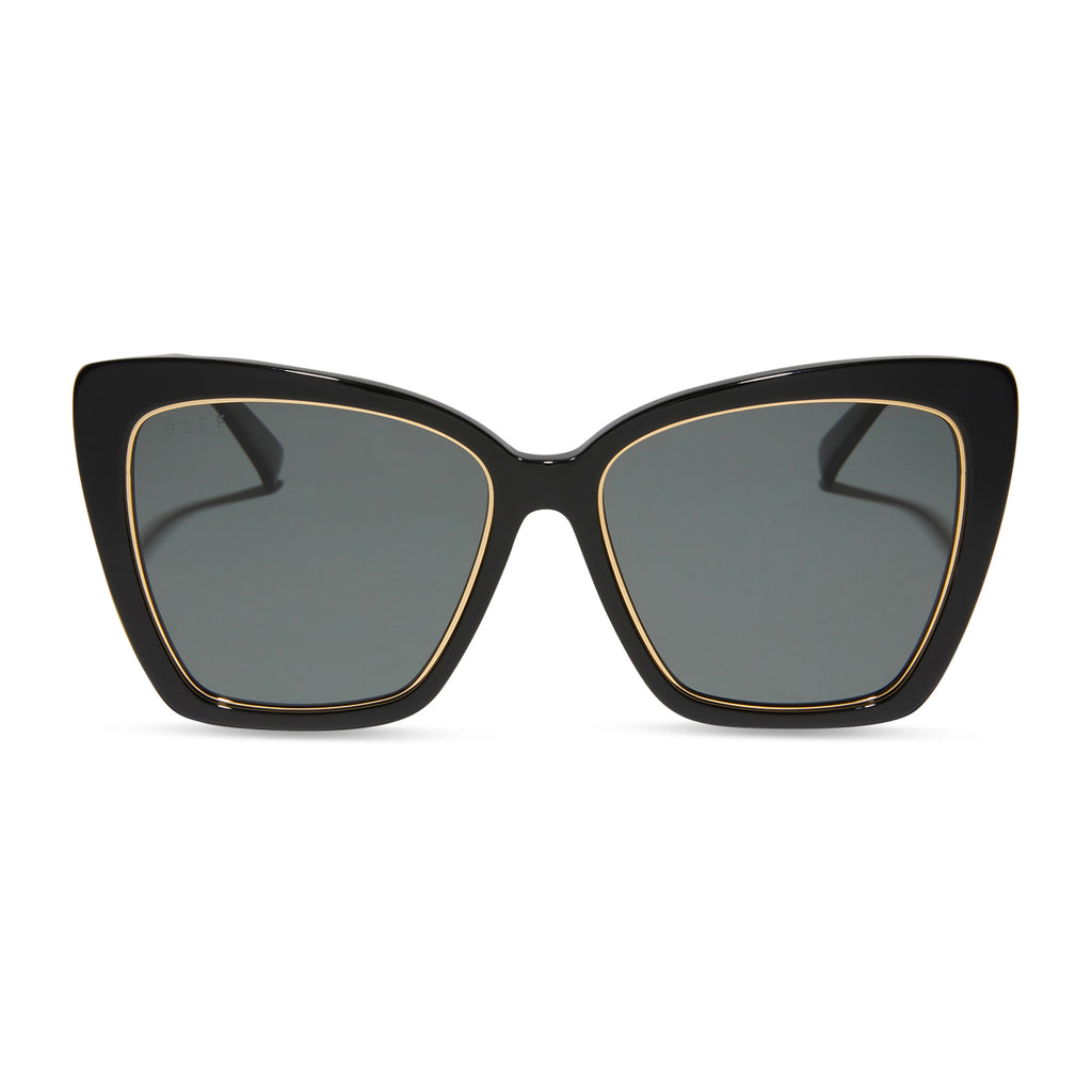 Becky IV Cat Eye Sunglasses | Black & Grey Polarized Lenses | DIFF Eyewear
