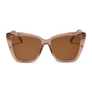 diff eyewear becky iv cat eye sunglasses with a cafe ole frame and brown lenses front view