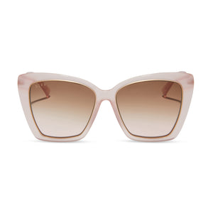 diff eyewear becky iv cat eye sunglasses with a rose tea pink acetate frame and taupe rose gradient lenses front view