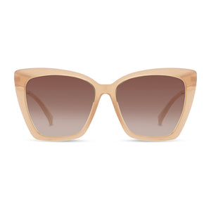 diff eyewear becky iv cat eye sunglasses with a rustique frame and brown gradient lenses front view