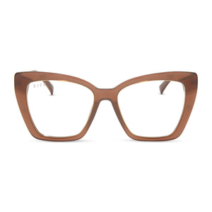 diff eyewear becky iv xs cat eye prescription glasses with a macchiato brown frame front view