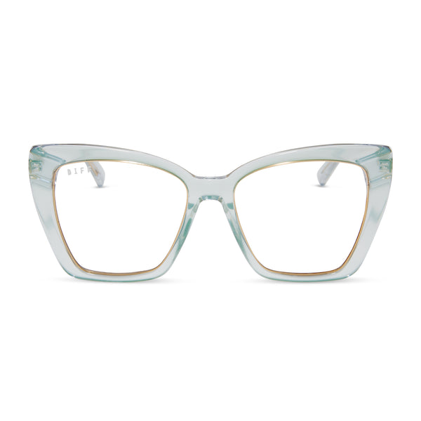 becky iv xs - opalescent turquoise + prescription glasses