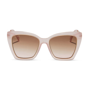 diff eyewear becky iv xs cat eye sunglasses with a rose tea pink acetate frame and a taupe rose gradient lenses front view