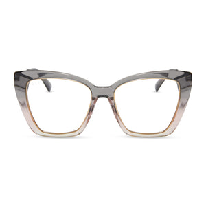 diff eyewear becky iv xs cat eye prescription glasses with a black smoke to rose crystal ombre  acetate frame front view