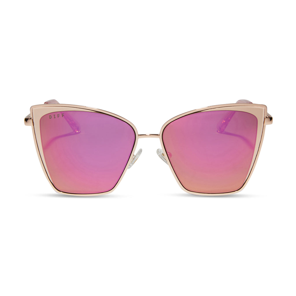 Becky Cat Eye Sunglasses | Rose Gold & Pink Mirror Lenses | DIFF Eyewear