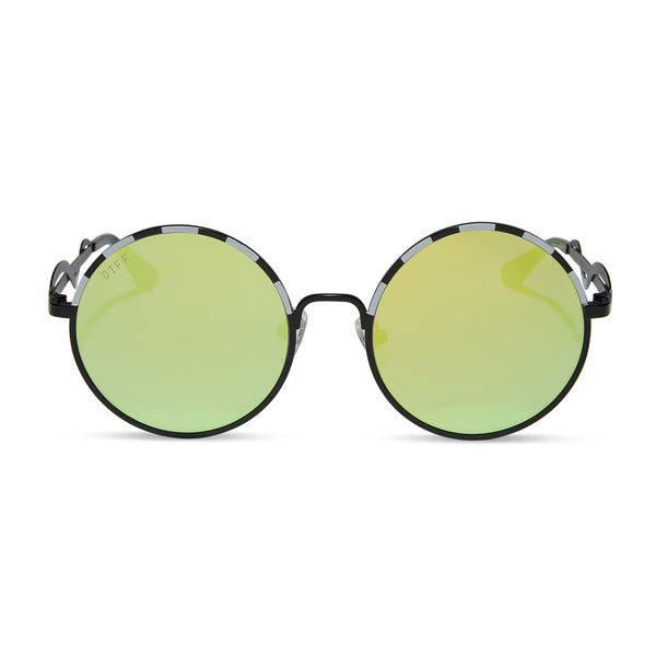 beetlejuice™ - beetlejuice + black + lime green mirror sunglasses