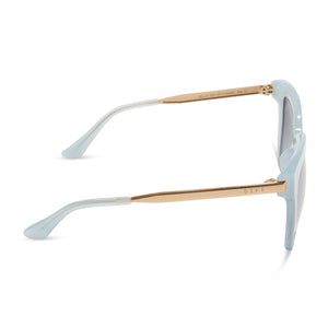 diff eyewear featuring the bella square sunglasses with a blue dust frame and blue gradient flash lenses side view