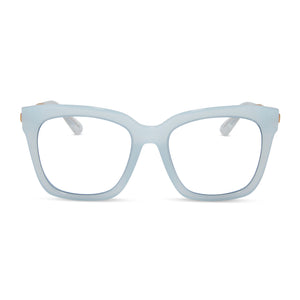 diff eyewear bella square prescription glasses with a blue dust frame front view