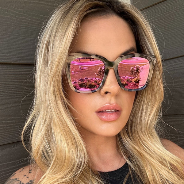 bella - cream tortoise + pink mirror sunglasses 5