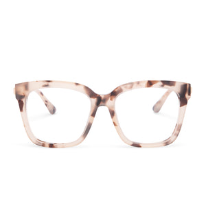 diff eyewear bella square glasses with a cream tortoise frame and clear prescription lenses front view