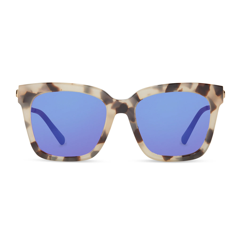Bella Square Sunglasses | Cream Tortoise & Purple Mirror | DIFF Eyewear