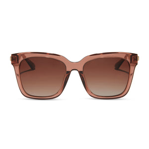 diff eyewear bella square sunglasses with a peach dusk acetate frame and peach dusk gradient lenses front view