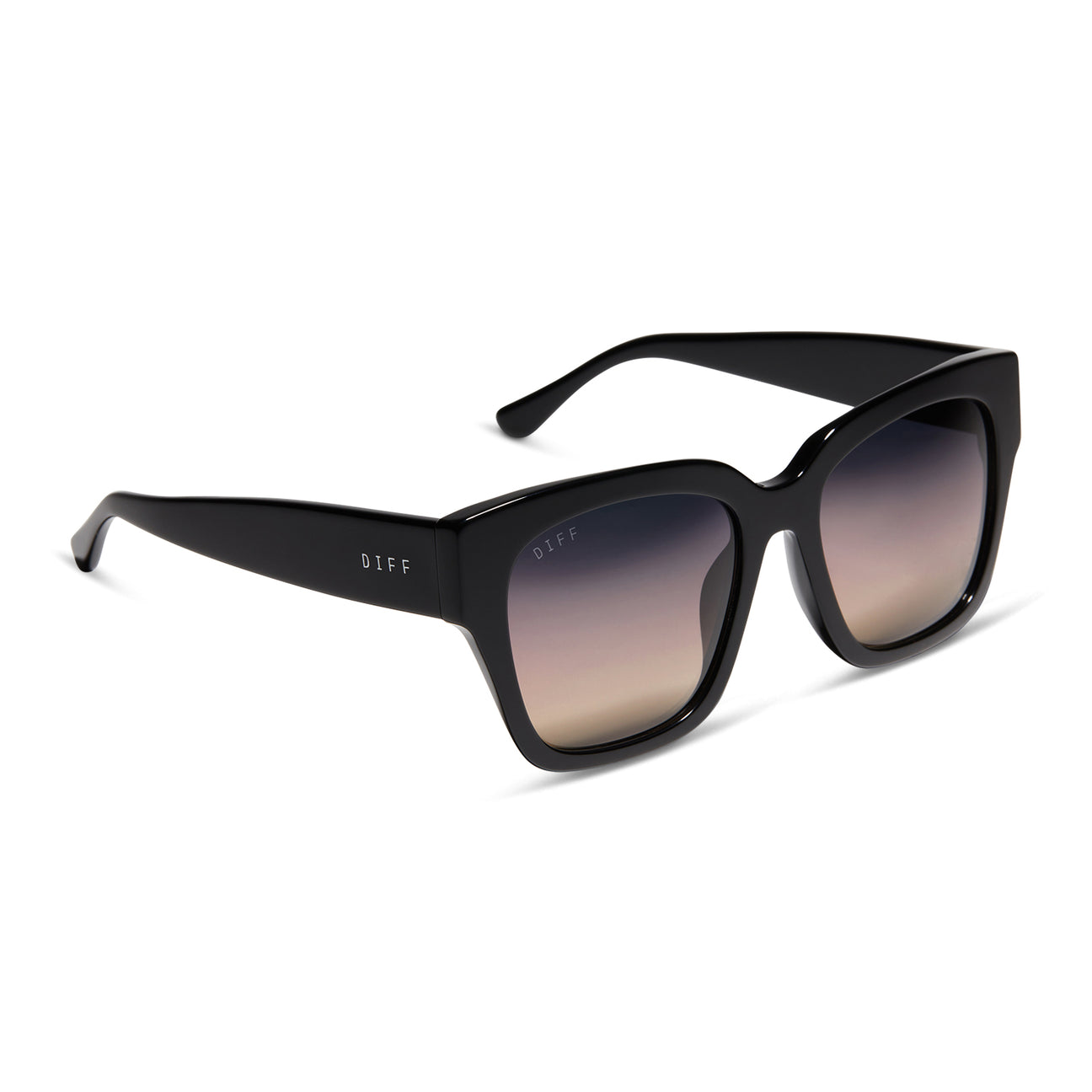 Bella II Square Sunglasses Black & Twilight Gradient Polarized DIFF Eyewear