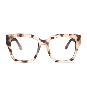 diff eyewear bella ii square glasses with a cream tortoise frame and prescription lenses front view
