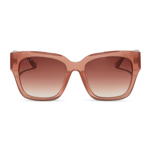 diff eyewear featuring the bella square sunglasses with a peach dusky mauve acetate frame and peach dusk gradient lenses front view