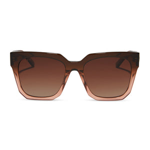 diff eyewear featuring the bella ii square sunglasses with a taupe ombre crystal frame and brown gradient polarized lenses front view