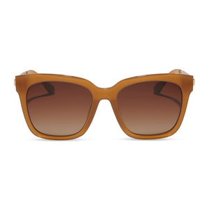 diff eyewear featuring the bella square sunglasses with a salted caramel frame and brown gradient polarized lenses front view