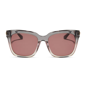 diff eyewear bella square sunglasses with a smoke rose crystal ombre frame and mauve pink lenses front view