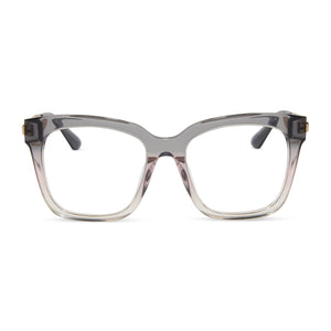 diff eyewear bella square prescription glasses with a smoke rose crystal ombre acetate frame front view