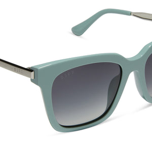 Bella Square Sunglasses | Steel Teal & Grey Gradient | DIFF 