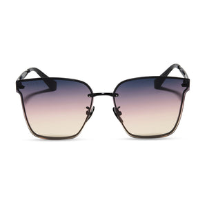diff eyewear featuring the bella v square sunglasses with a matte black frame and twilight gradient lenses front view