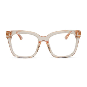 diff eyewear bella square prescription glasses with a vintage rose crystal acetate frame front view