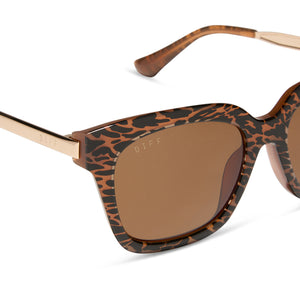 DIFF Bella Sunglasses Animal Print Gold Frame Brown Gradient Lens Square NWT Bella II Square Sunglasses | Animal & Brown | DIFF Eyewear main image 3